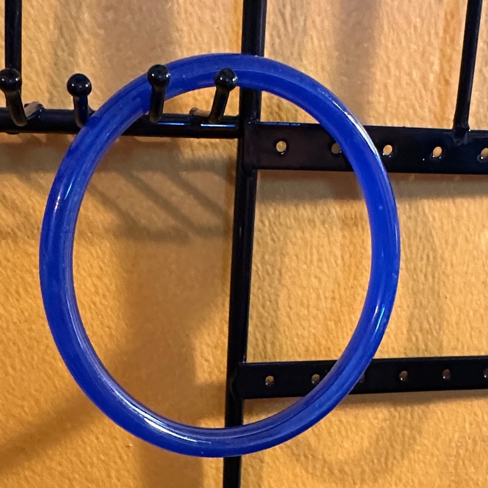 Vibrant Blue Hard wood Glass Bangle Bracelet